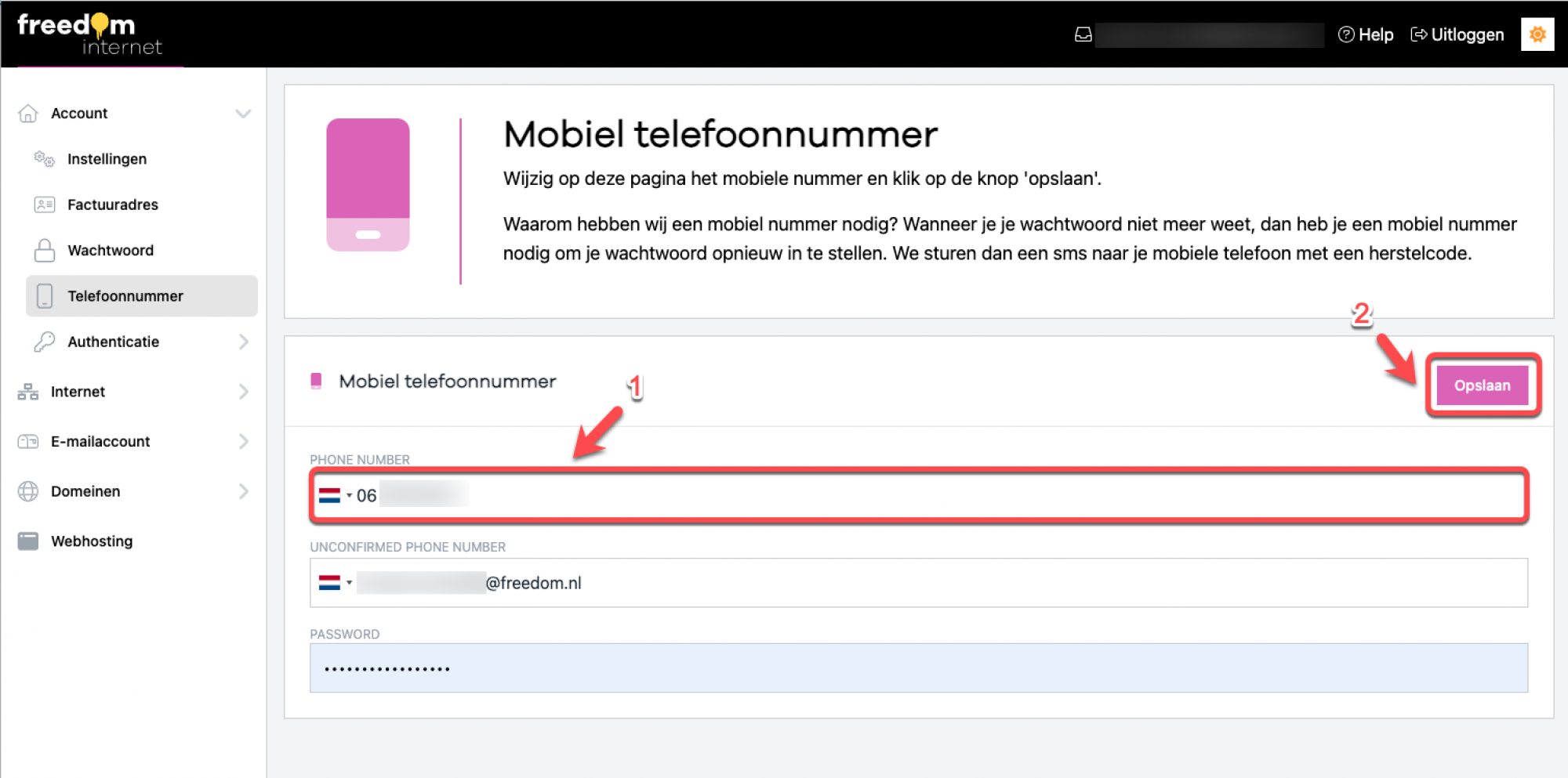 Hoe wijzig ik het mobiele telefoonnummer dat bij Freedom bekend is ...