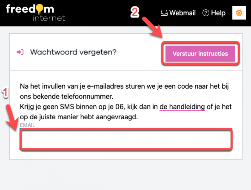 Ik ben mijn wachtwoord vergeten | Freedom Helpdesk